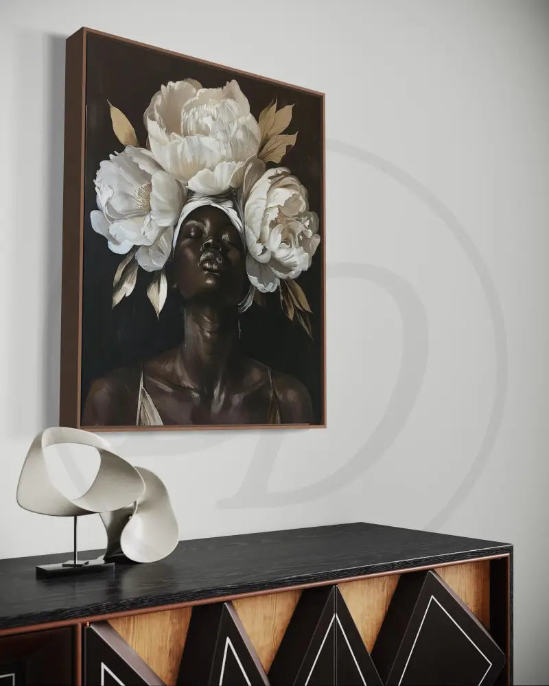 Minimalist Afrocentric floral digital art for premium home décor.