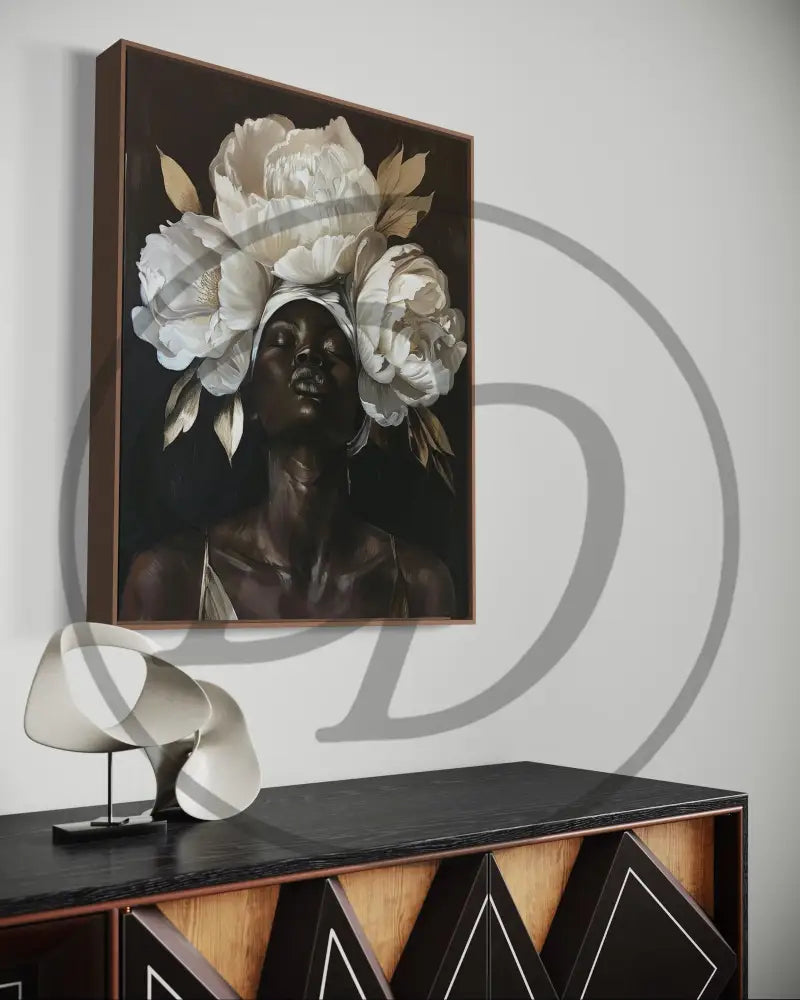 Minimalist Afrocentric floral digital art for premium home décor.