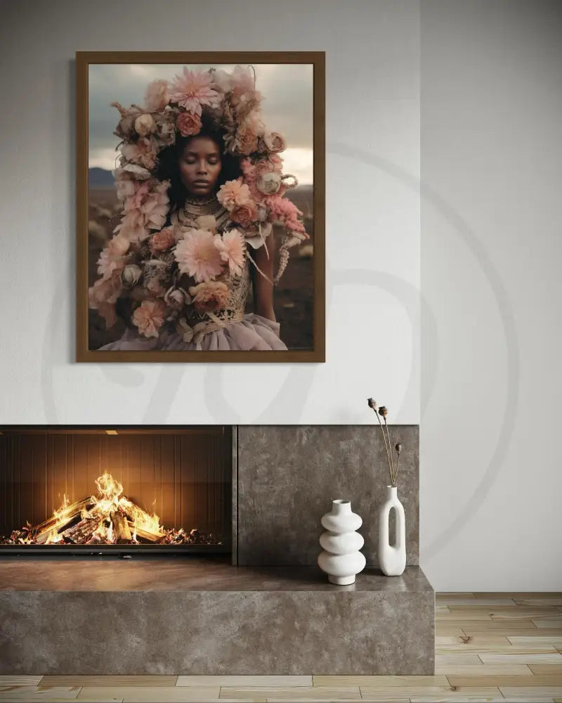 Printable modern art celebrating Black elegance and nature-inspired style.
