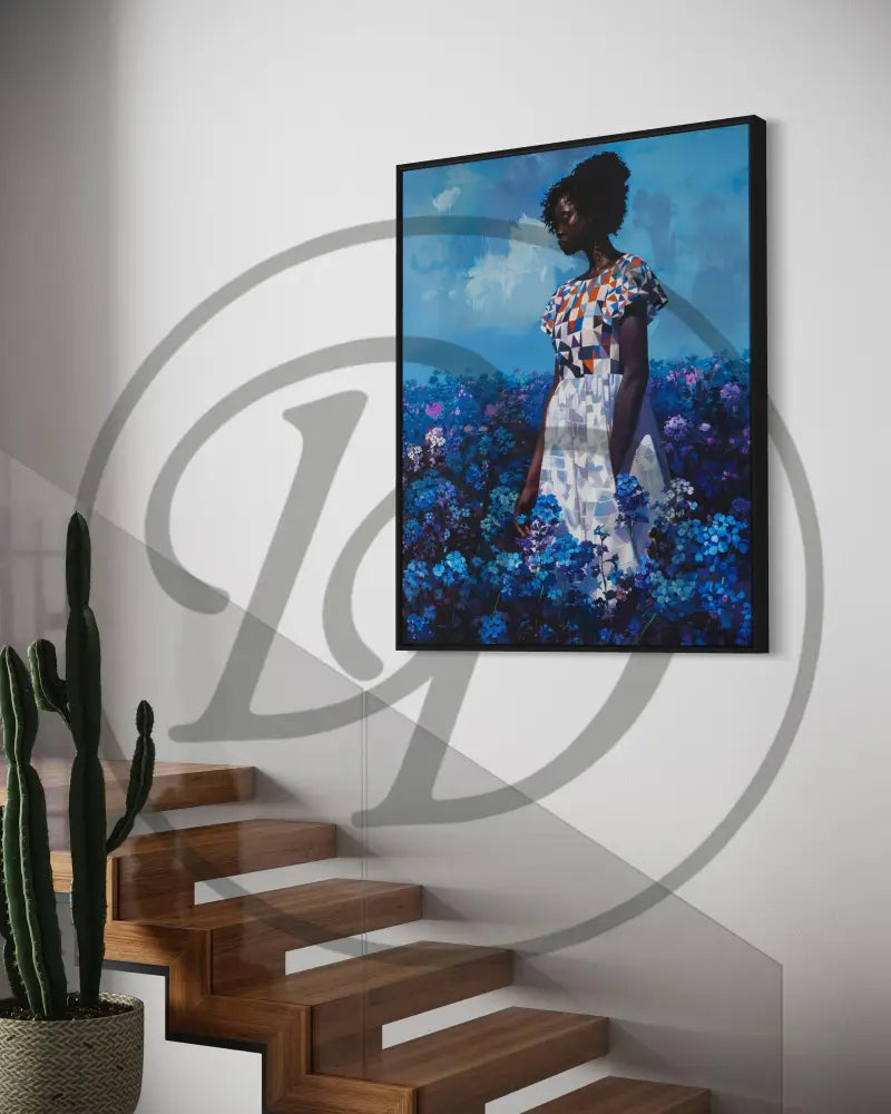 Afrocentric floral field digital art perfect for bedrooms and studios.
