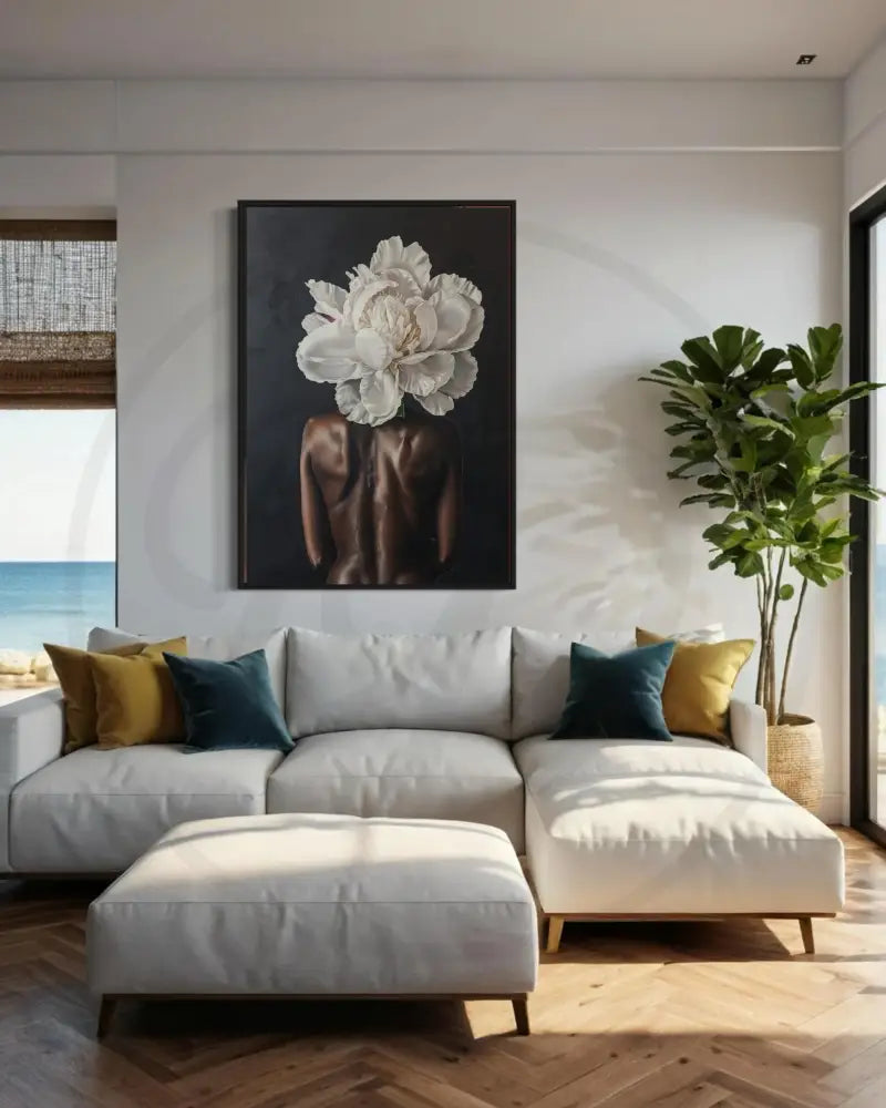 Afrocentric floral nude digital art perfect for bedrooms and studios.