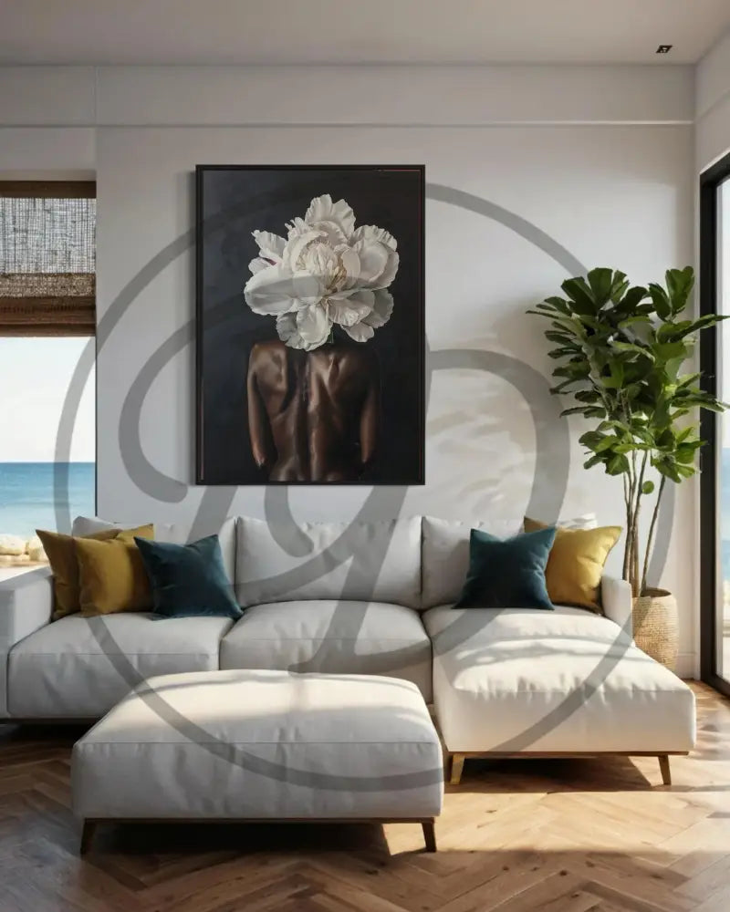 Afrocentric floral nude digital art perfect for bedrooms and studios.