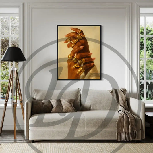 Printable wall art of Black woman’s expressive hands