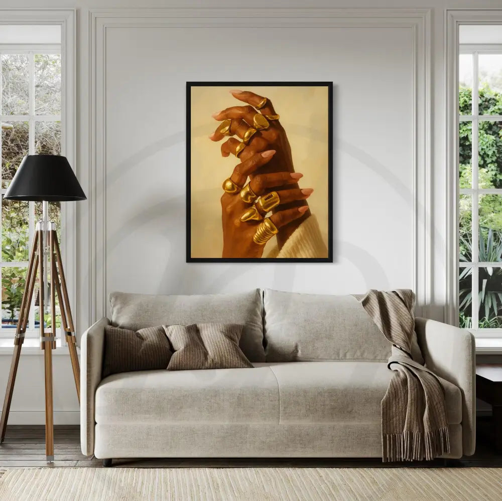 Printable wall art of Black woman’s expressive hands