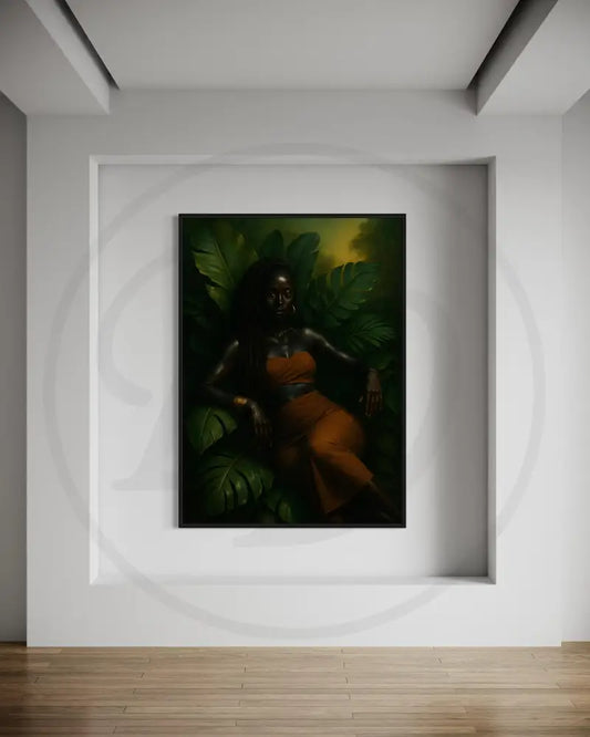 Afrocentric jungle queen wall art digital print.