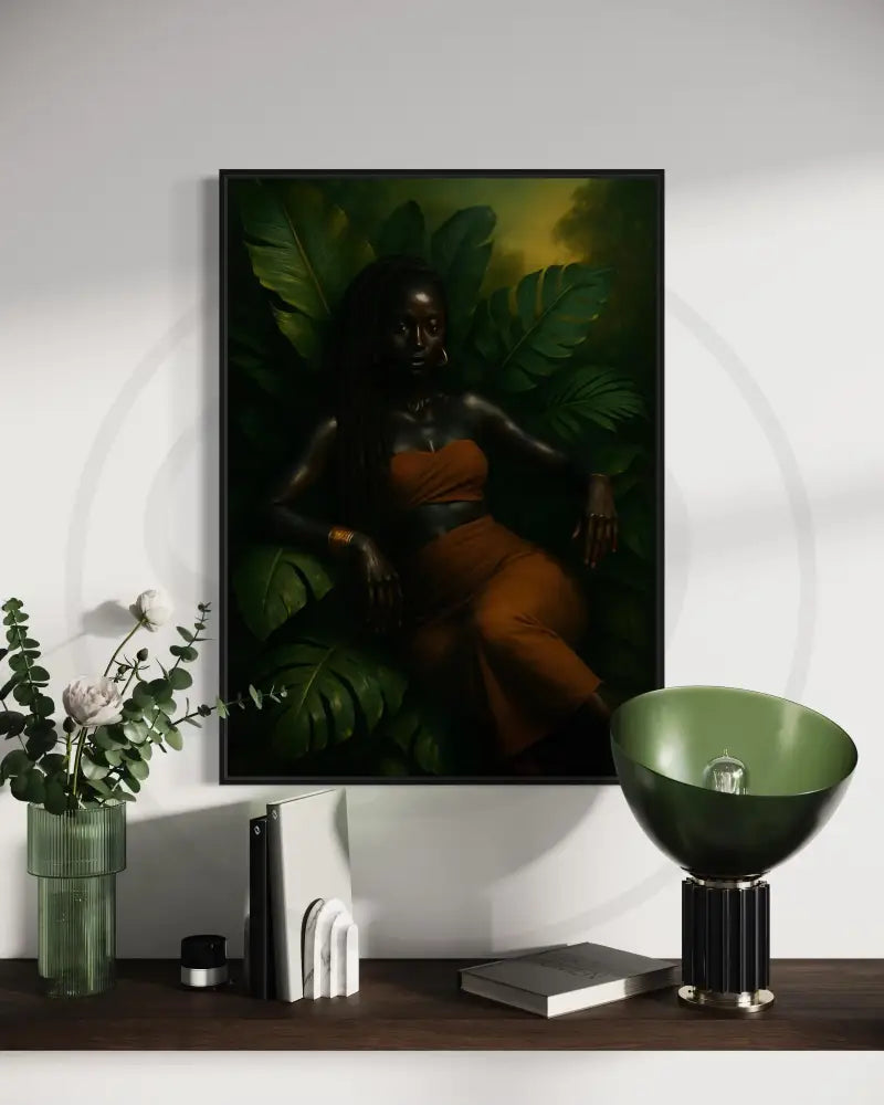 Editorial Afrocentric jungle queen digital wall décor.