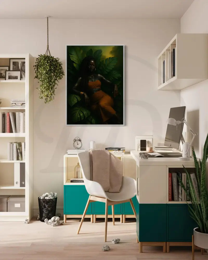 Afrocentric cinematic jungle queen wall art print.