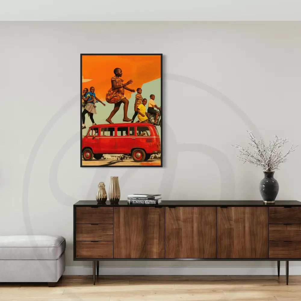 Happy African children in vibrant digital illustration