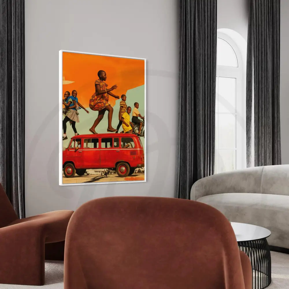 Playful cultural wall art featuring African childhood
