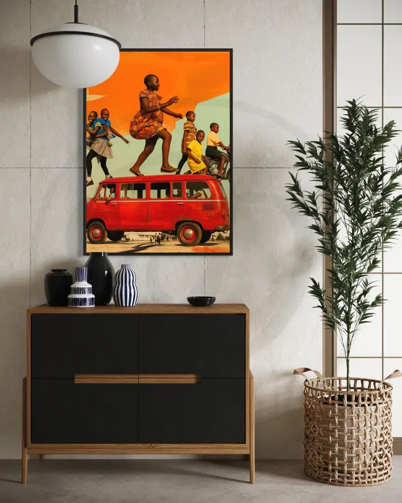 Colorful children wall art celebrating African joy
