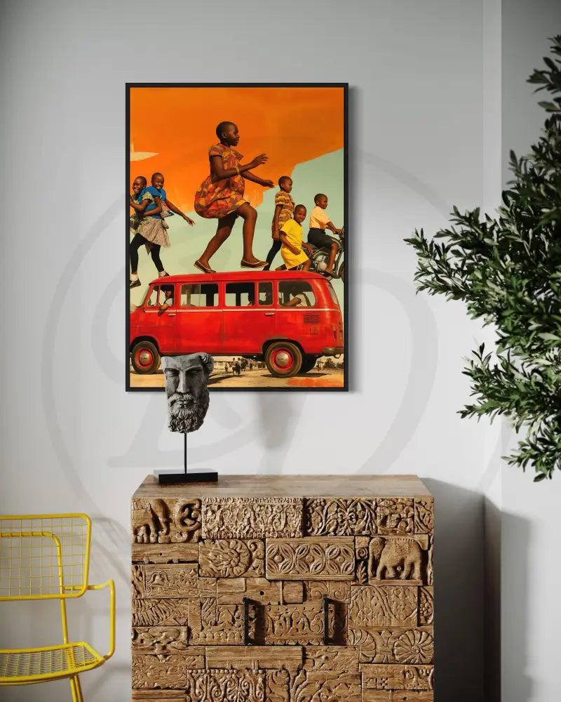 Joyful kids in a bright Afrocentric digital print

