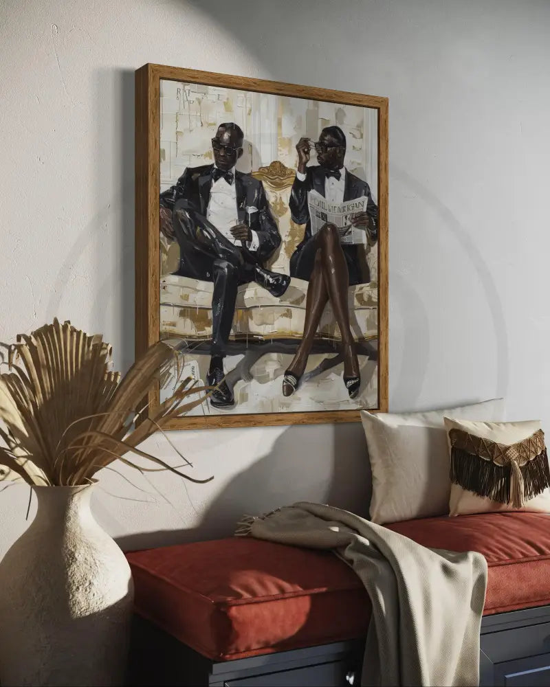 Minimalist Afrocentric tuxedo digital art for premium home décor.