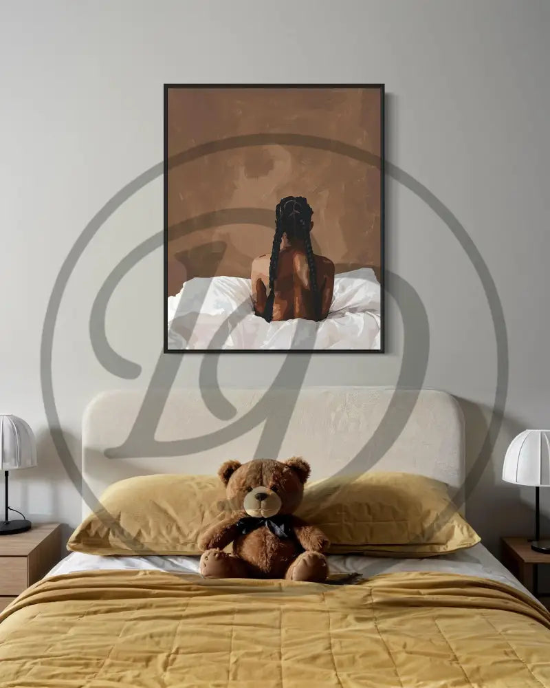 Modern Afrocentric nude digital art for bedrooms and soulful spaces.
