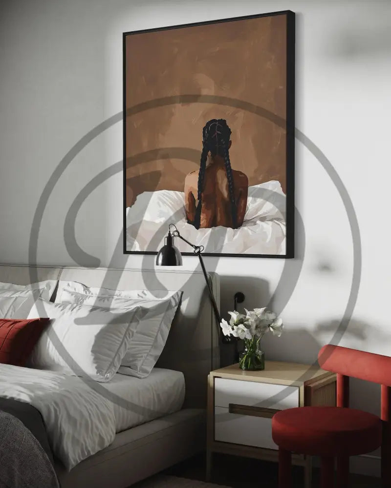 Afrocentric nude digital art perfect for intimate and stylish interiors.
