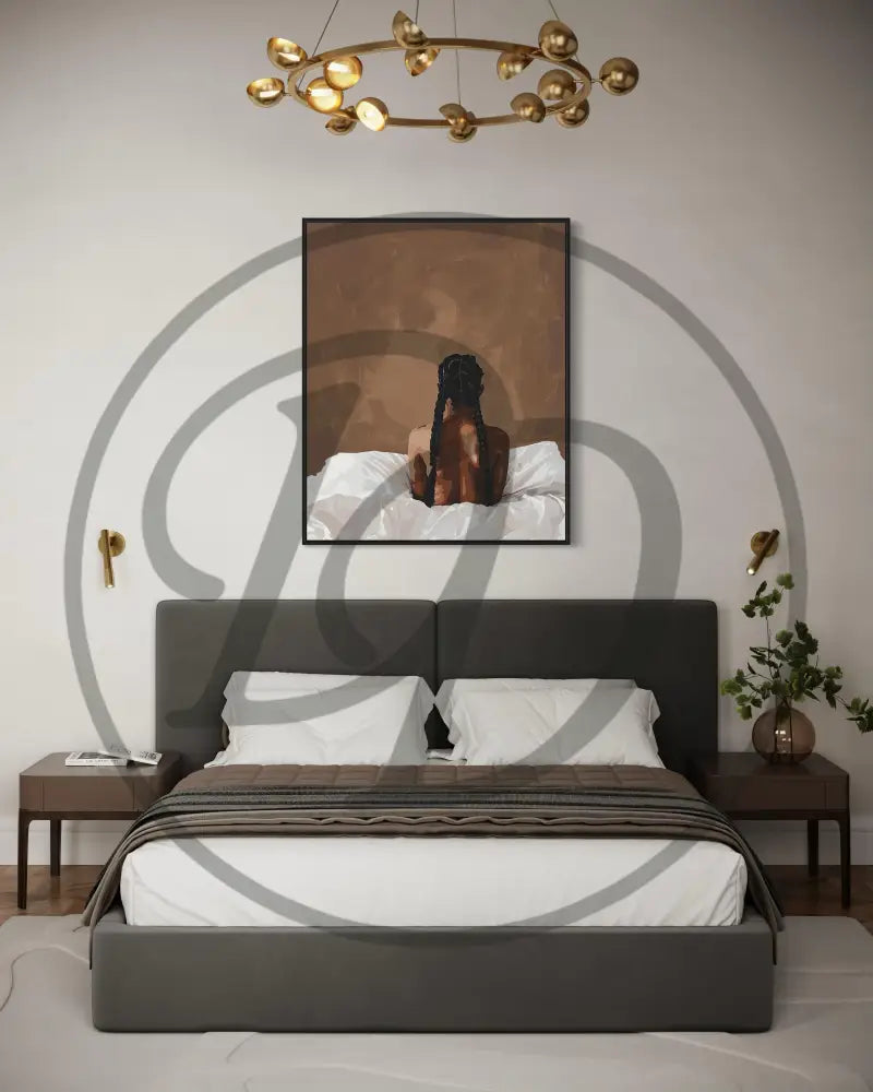 Printable modern art celebrating Black beauty and soft tranquility.