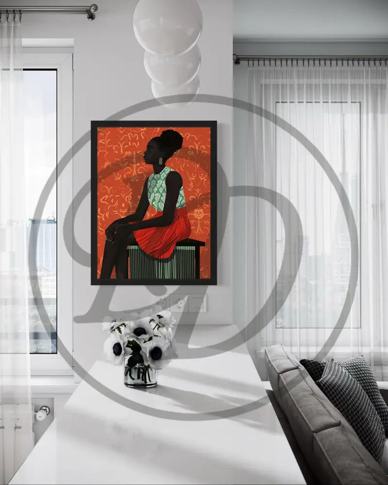 Modern Afrocentric portrait digital art for stylish home décor.