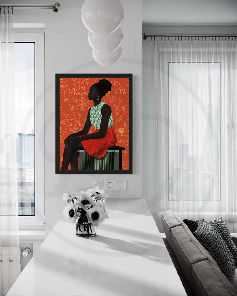 Modern Afrocentric portrait digital art for stylish home décor.