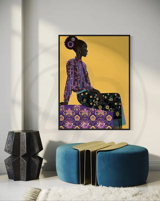 Afrocentric modern wall art with bold fashion illustration.