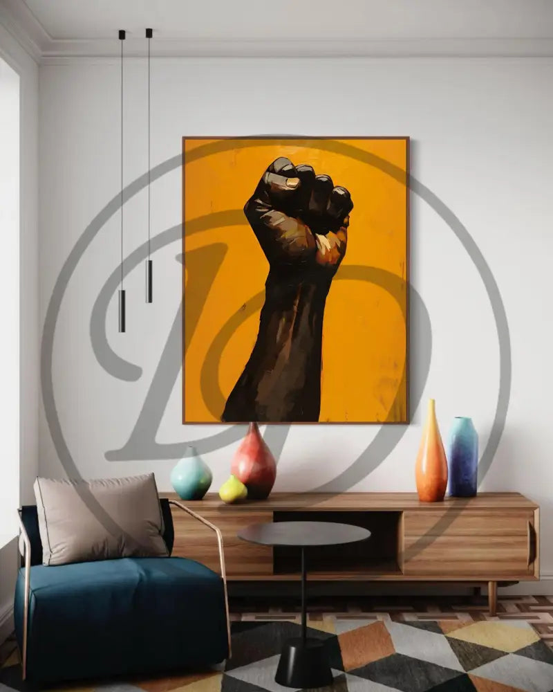 Afrocentric Black power digital art for stylish living rooms and offices.