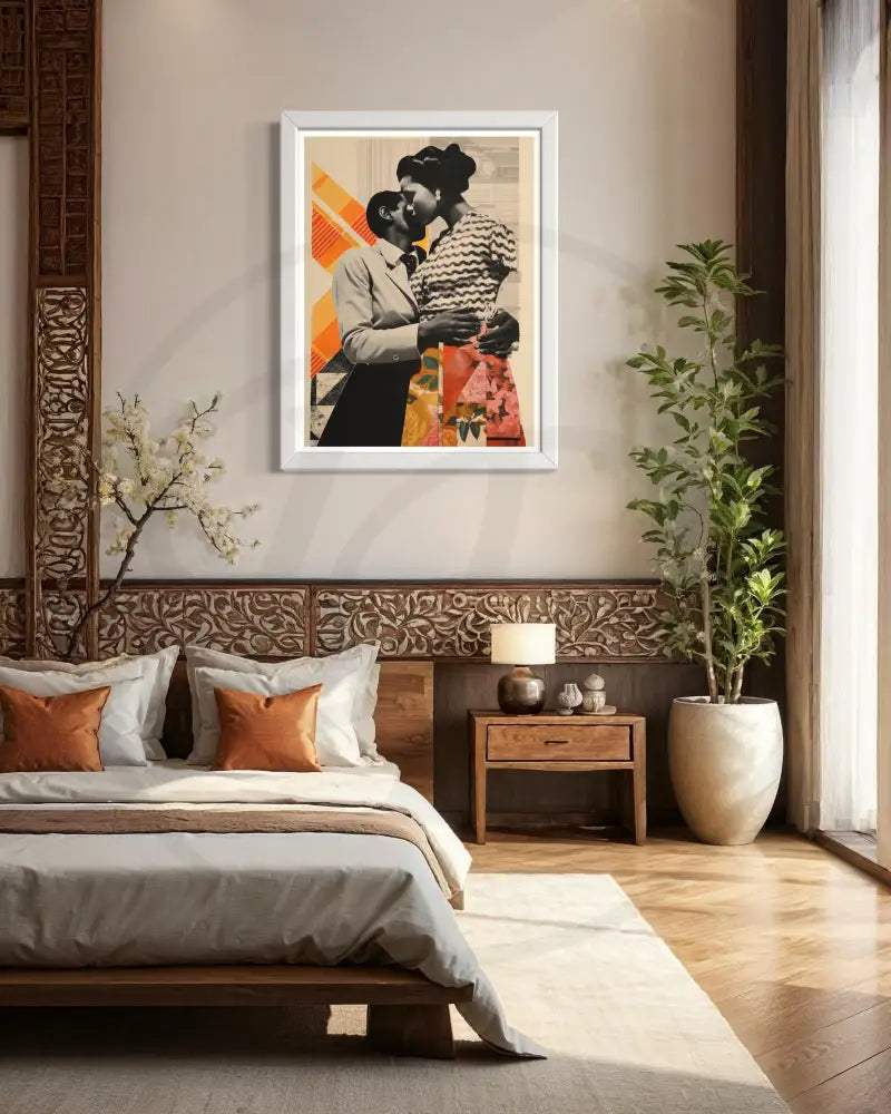 Minimalist romantic digital artwork for premium Afrocentric décor.