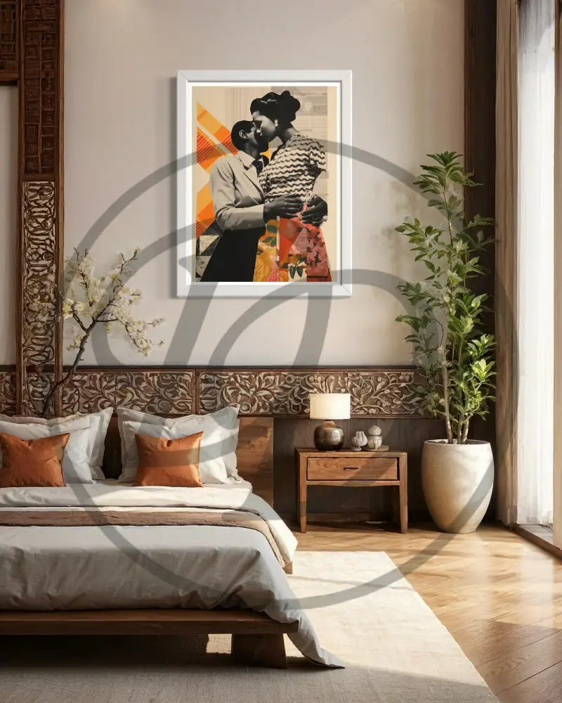 Minimalist romantic digital artwork for premium Afrocentric décor.
