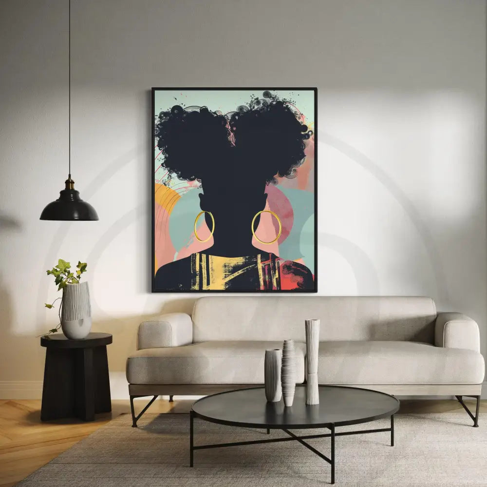 Printable wall art of African woman in abstract vibrant colors