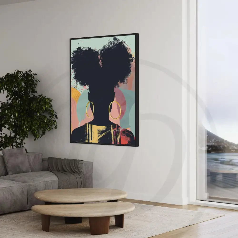 Modern Afrocentric printable art of Black woman earrings