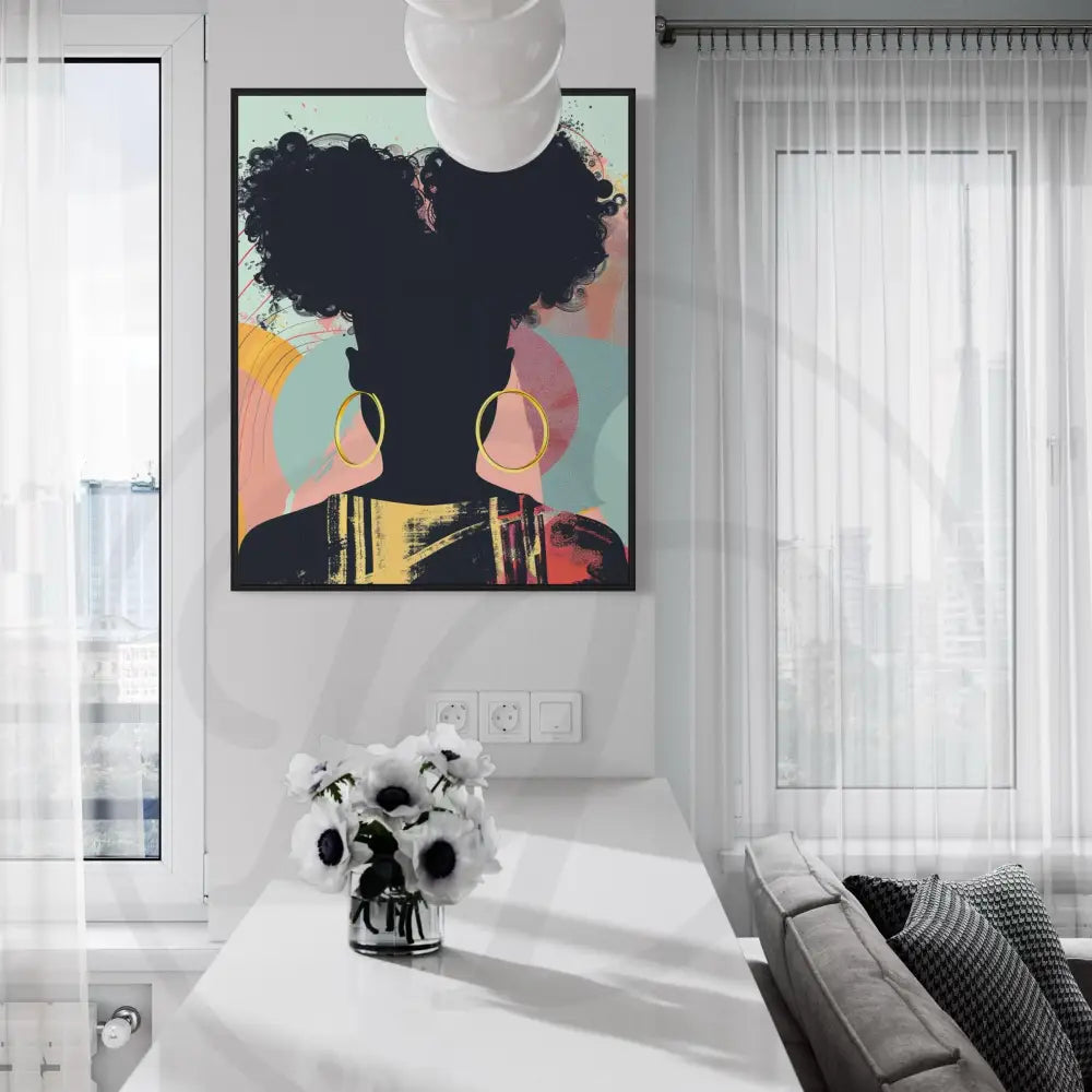 Cultural digital art of Afrocentric woman with textured colors
