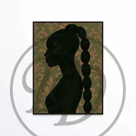 Afrocentric digital silhouette of a Black woman wall art