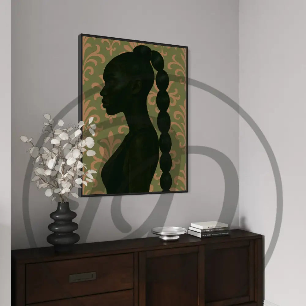 Minimalist profile artwork of a Black woman with long braid