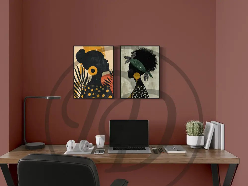 African-inspired minimalist wall prints for contemporary interiors.