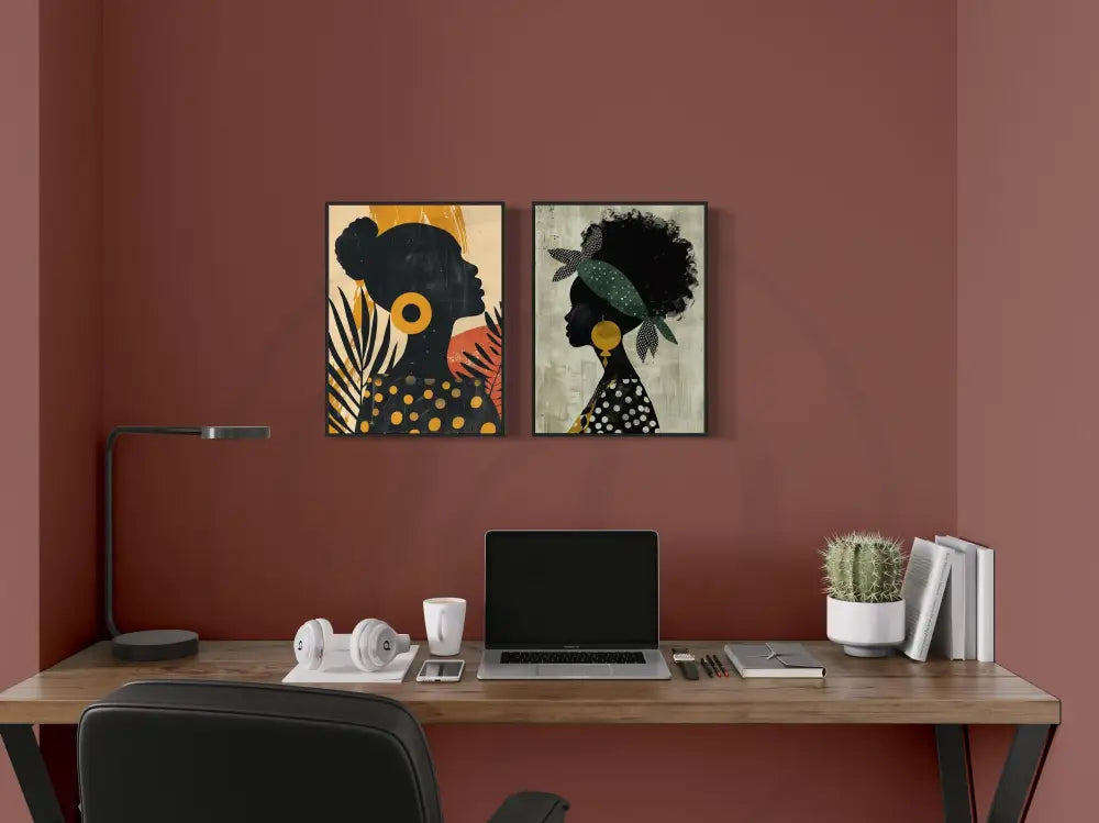 African-inspired minimalist wall prints for contemporary interiors.