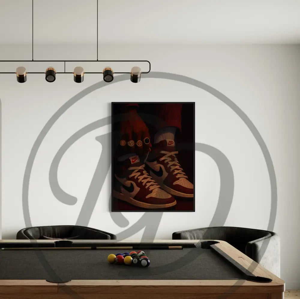 Black man sneakerhead art tying shoes with gold rings