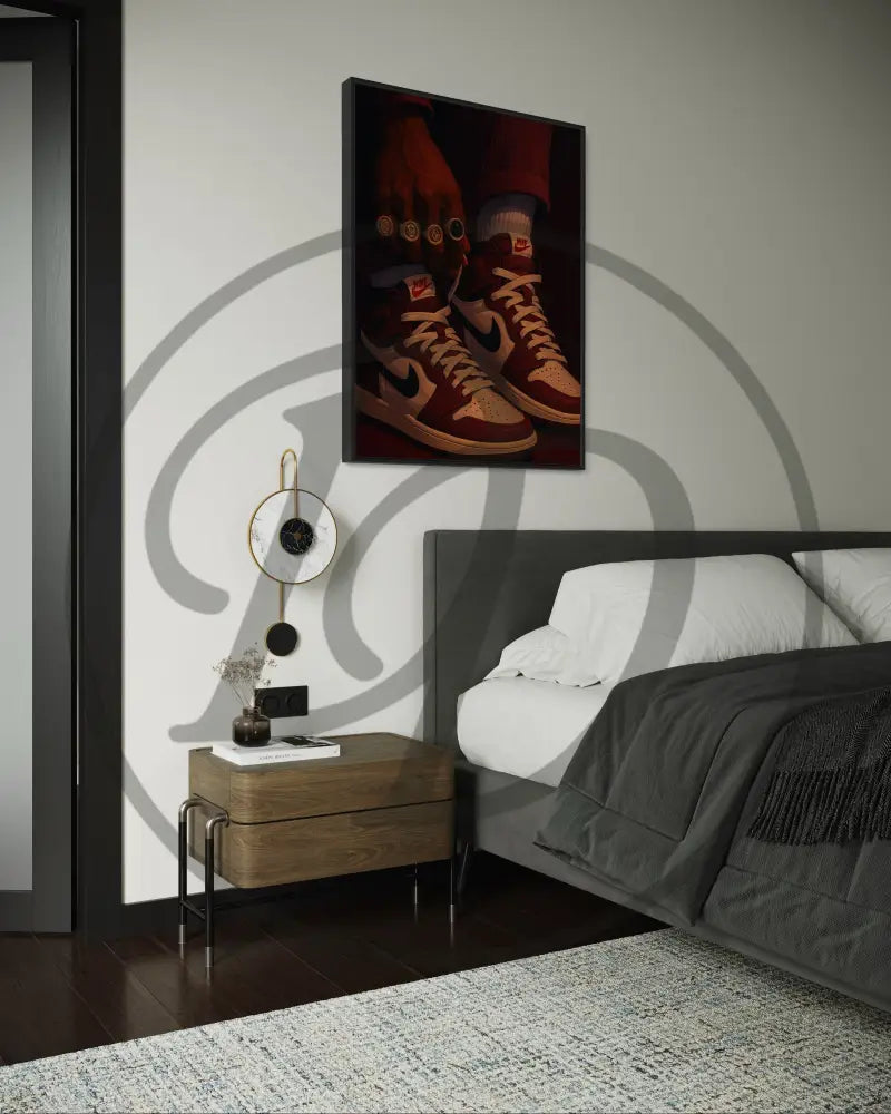 Printable sneaker culture wall art featuring Black man