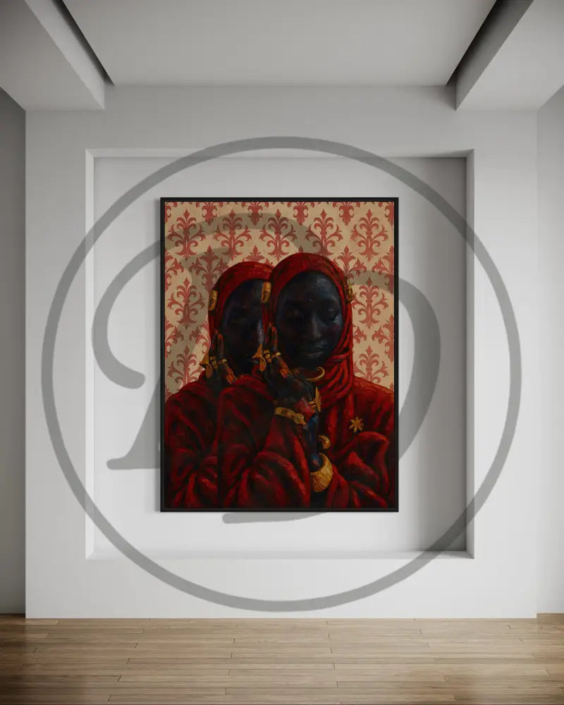 Rich Afrocentric twin digital art for modern cultural interiors.