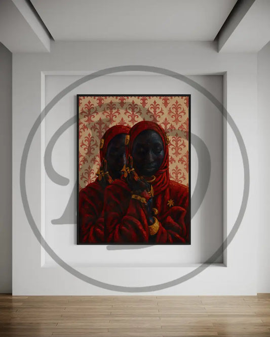 Rich Afrocentric twin digital art for modern cultural interiors.