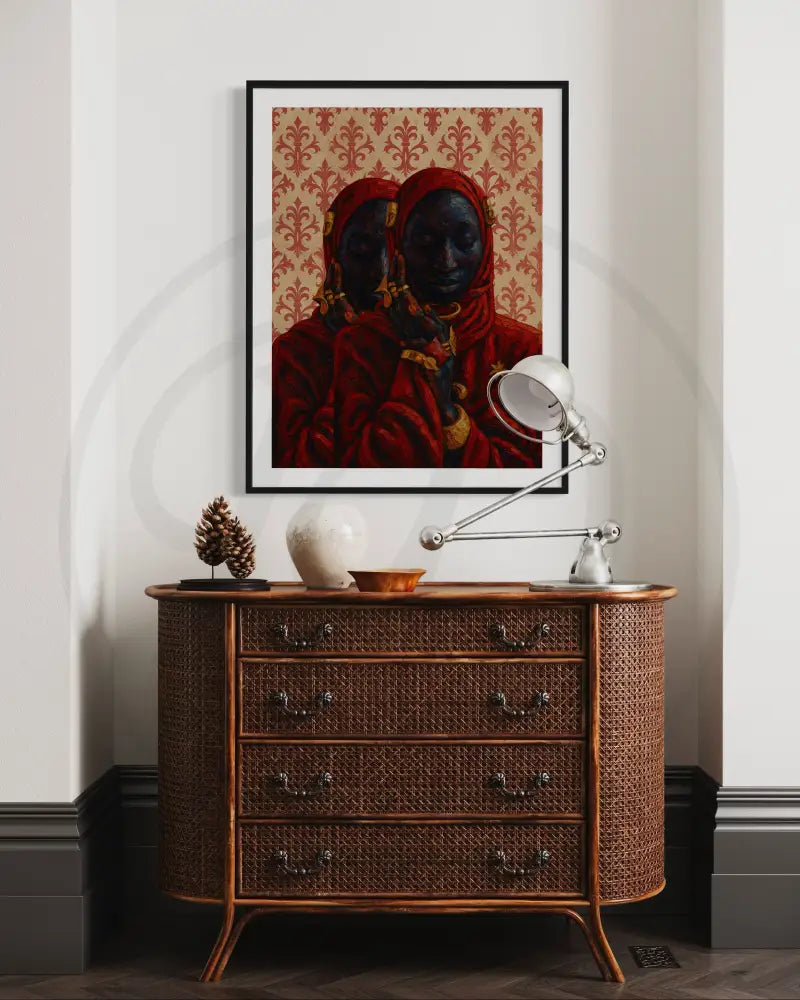 Black women art print with regal tones and soulful mood.