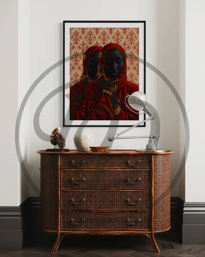 Black women art print with regal tones and soulful mood.