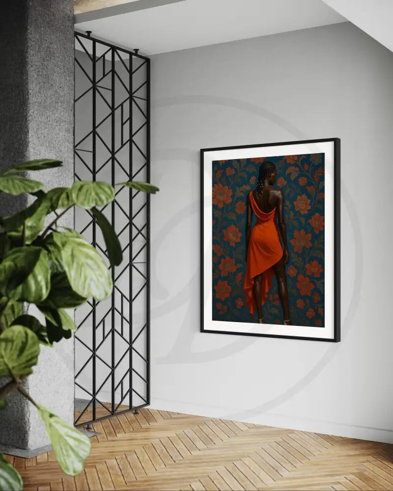 Afrocentric fashion art with floral background for cultural home décor