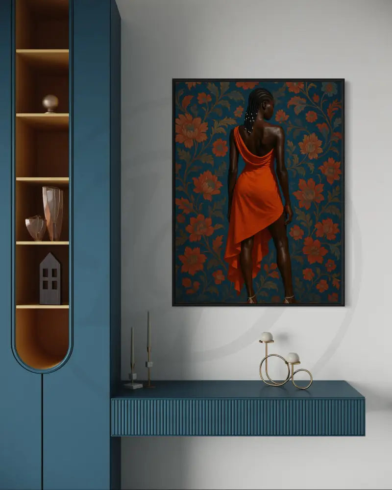 Digital art print of elegant Black woman in cultural fashion