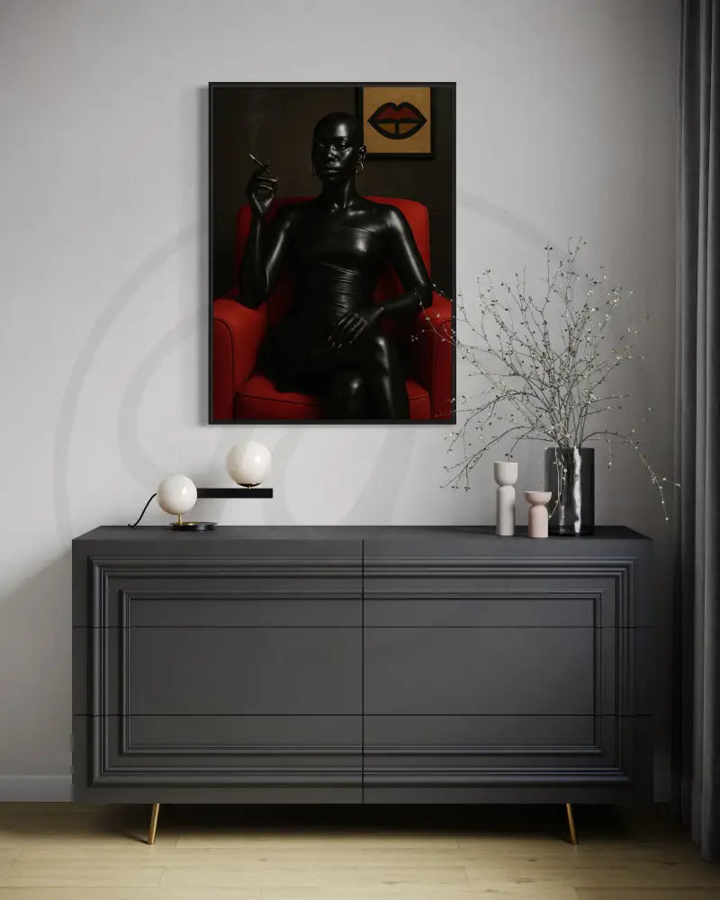 Afrocentric modern editorial portrait for luxury décor.