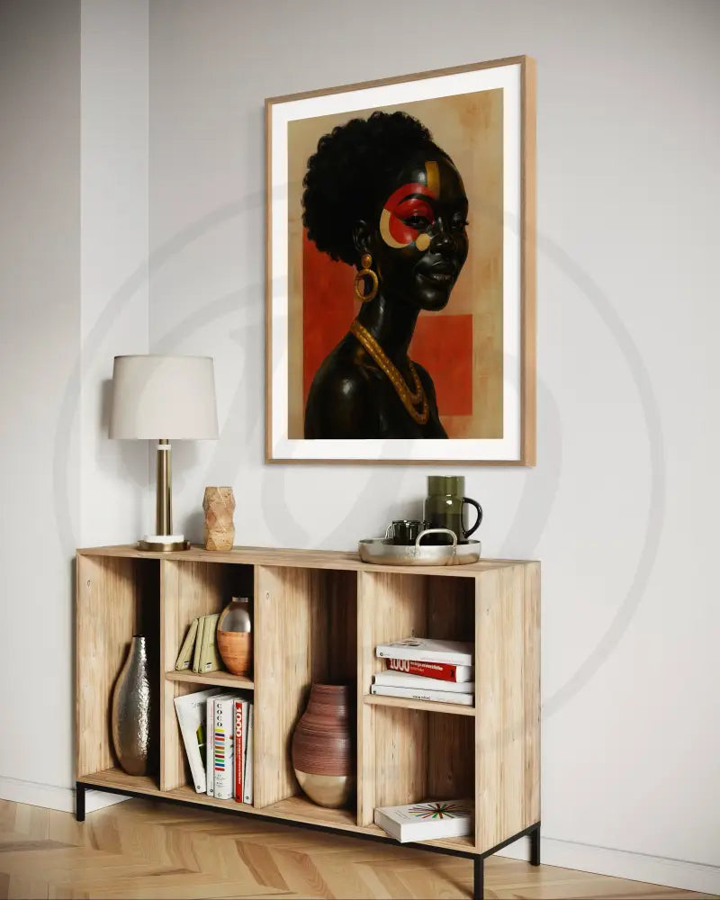 Tribal-inspired portrait print for African heritage décor
