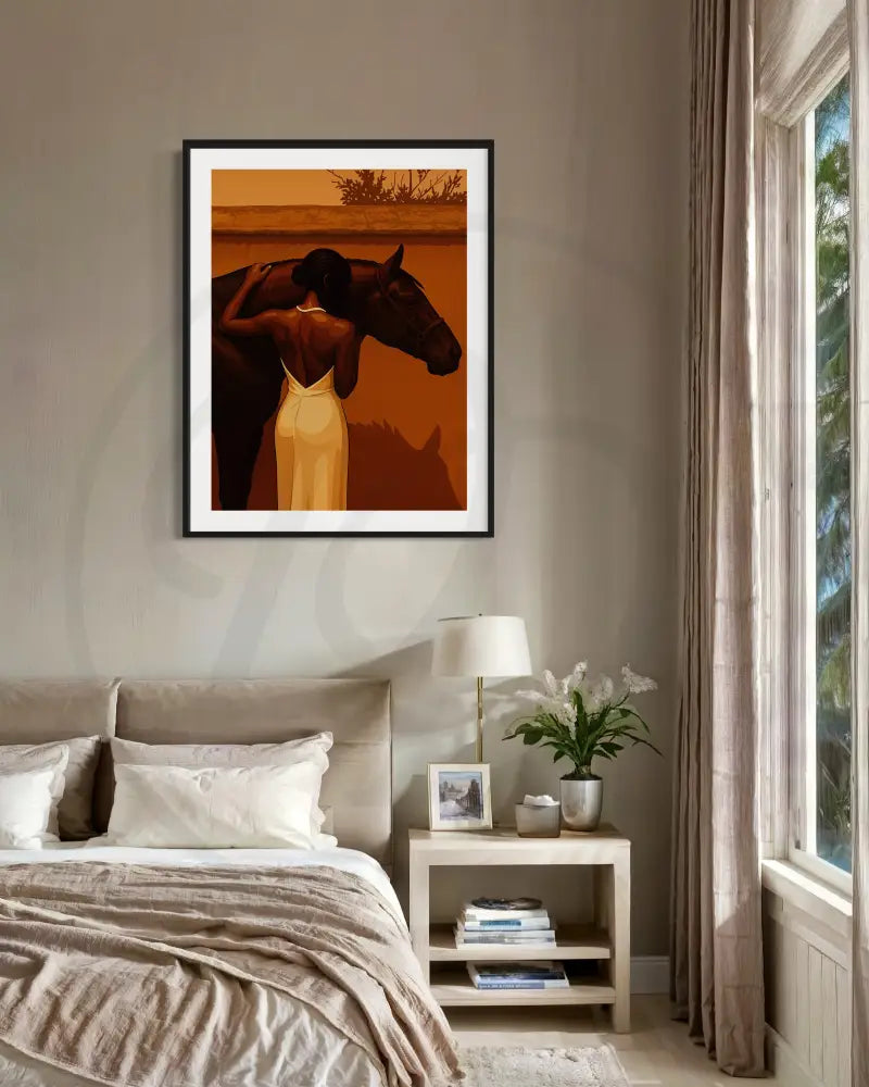 Printable modern art celebrating harmony between woman and nature.