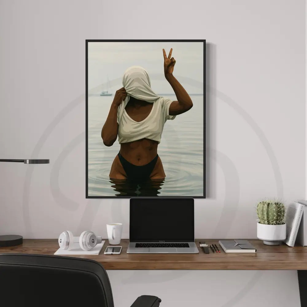Expressive cultural wall art of confident Black woman


