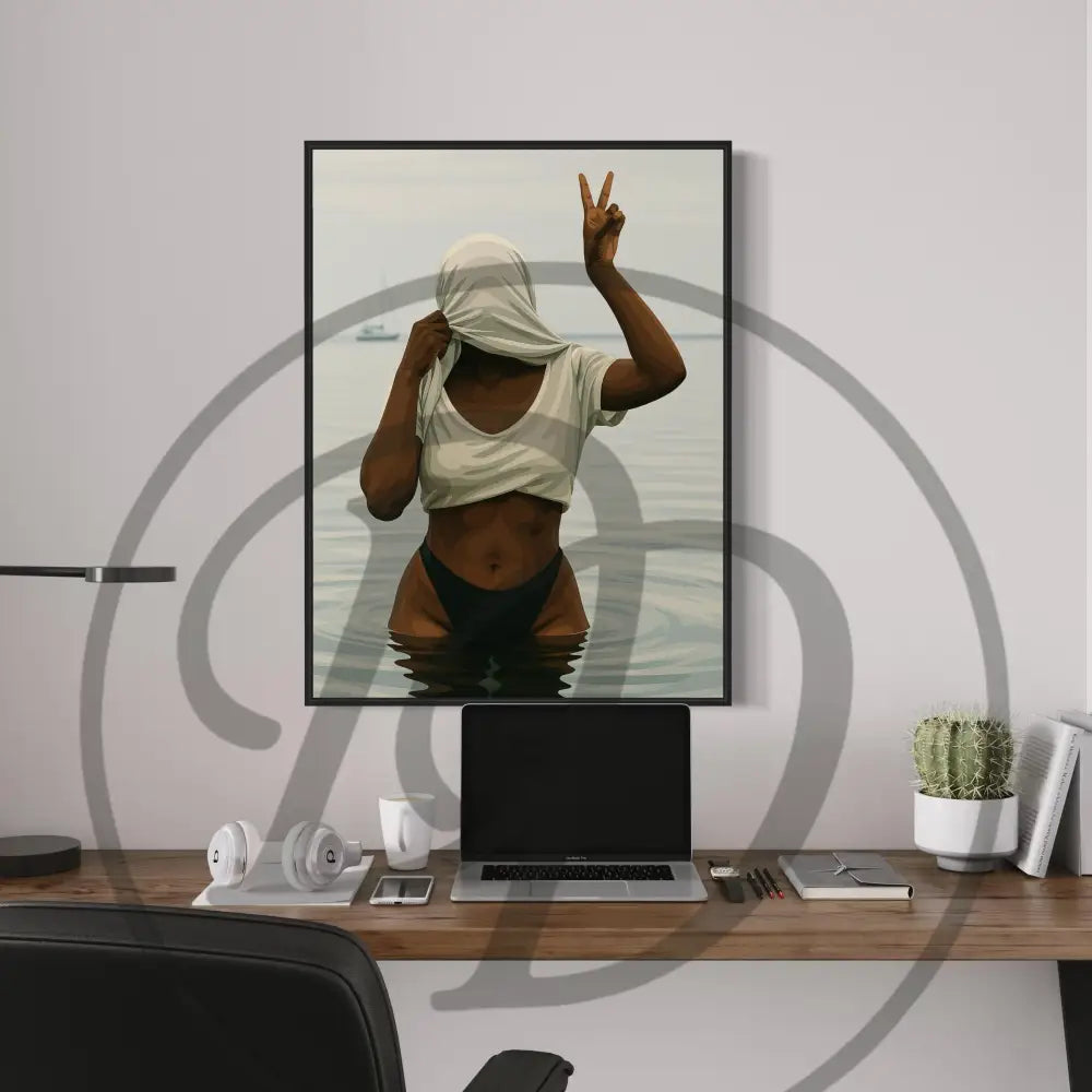 Expressive cultural wall art of confident Black woman

