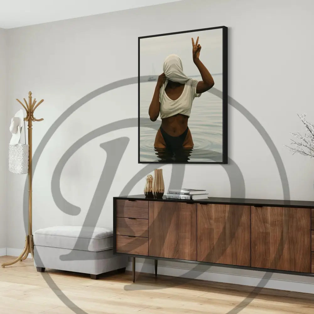 Unique Afrocentric art print with water theme