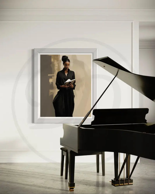 Black woman reading portrait digital download wall art.