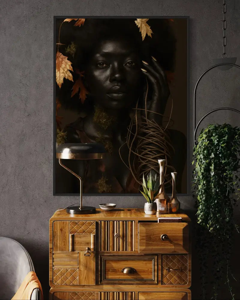 Elegant earthy wall art with deep brown tones