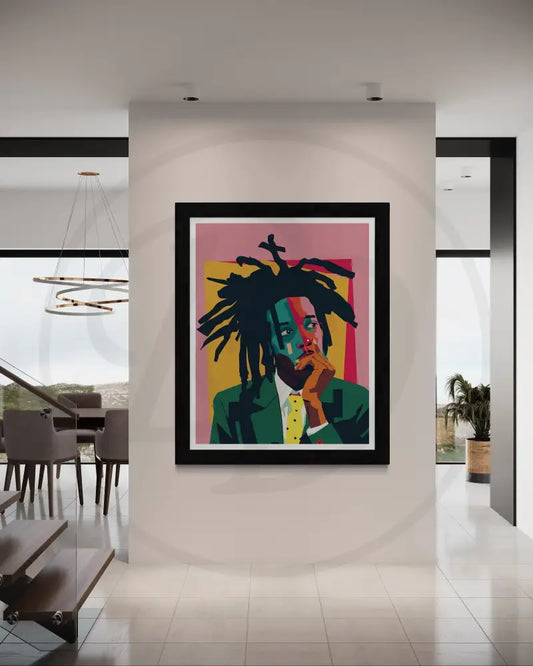 Afrocentric pop art Basquiat portrait digital print.