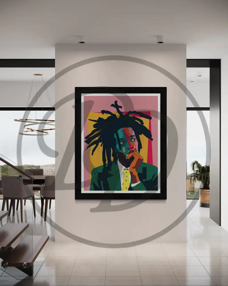 Afrocentric pop art Basquiat portrait digital print.